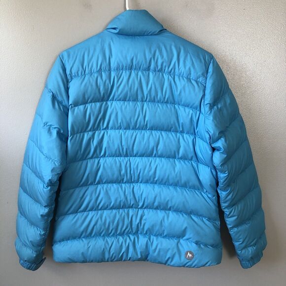 Marmot Jacket Womens Medium 650 Down Fill Puffer Coat Blue Full Zip Mock Neck - Picture 6 of 15